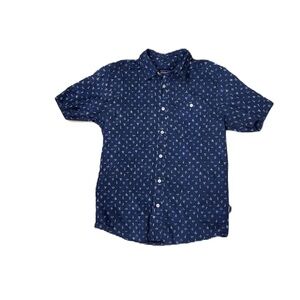 Patagonia Button Up Shirt Mens Small Novelty Blue All Over Print Organic Cotton